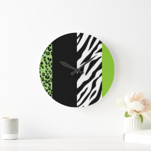 Grande Horloge Ronde Empreinte de léopard, Zebra Print, Poster de anima
