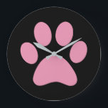 Grande Horloge Ronde Empreinte de patte<br><div class="desc">Amusant design Empreinte de patte pour amoureux des animaux!</div>