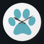 Grande Horloge Ronde Empreinte de patte<br><div class="desc">Amusant design Empreinte de patte pour amoureux des animaux!</div>