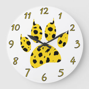Grande Horloge Ronde Empreinte de patte Cheetah
