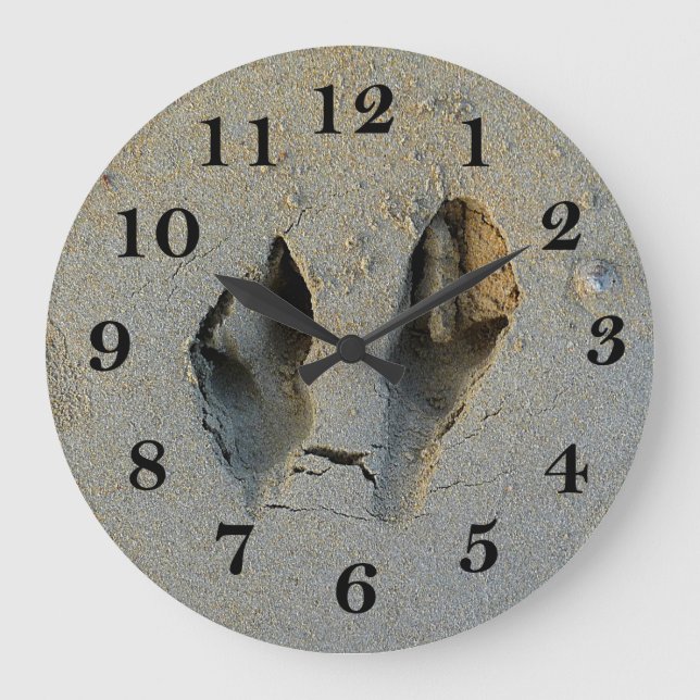 Grande Horloge Ronde Empreintes Wallaby en sable (Recto)