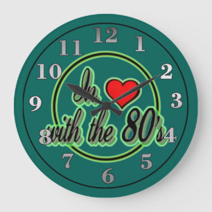 Grande Horloge Ronde En amour avec l'horloge Retro Green Logo des année