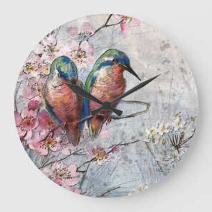 Grande Horloge Ronde En Attente De L'Oiseau De Surfeur Kingfisher