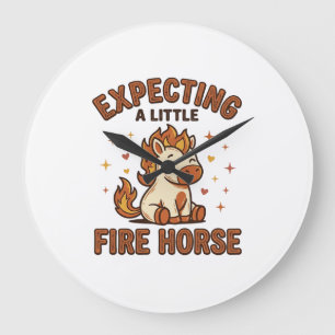 Grande Horloge Ronde En attente d'un petit cheval de feu Vintage Baby S