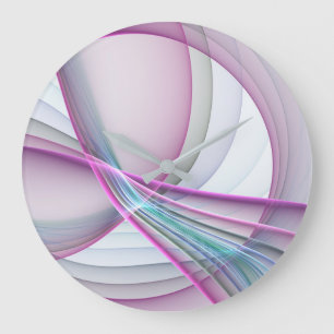 Grande Horloge Ronde En mouvement, art fractal abstrait coloré moderne