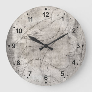 Grande Horloge Ronde Enchanter Black and White Print : Young Girl Among