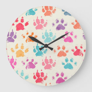 Grande Horloge Ronde encre colorée, pattes de chien désagréable