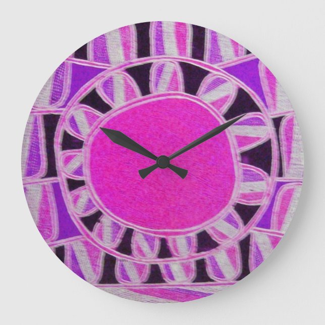 Grande Horloge Ronde ÉNERGIE SOLAIRE SOLAIRE Pink violet Fuchsia Blanc  (Recto)