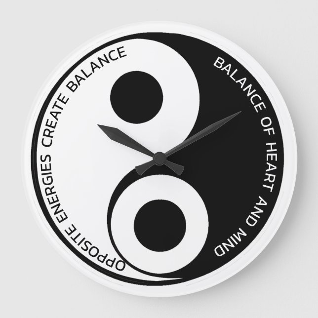 Grande Horloge Ronde Énergies Opposées, Créer un équilibre Yin Yang (Recto)