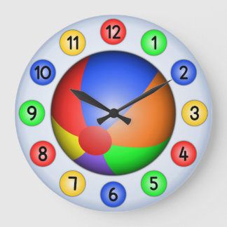 Grande Horloge Ronde Enfants Chambre Plage Amusante Balle Grand Mur Ron