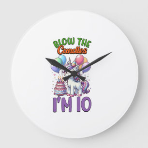 Grande Horloge Ronde Enfants Licorne 10ème Anniversaire Garçon 10 Ans B