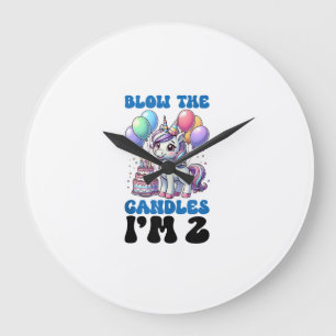 Grande Horloge Ronde Enfants licorne 2ème fête d'anniversaire garçon 2