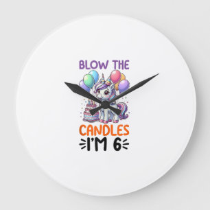 Grande Horloge Ronde Enfants licorne 6ème anniversaire garçon 6 ans Bda