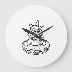 Grande Horloge Ronde Enfants Licorne Dans Un Beignet Pour Colorier Pein