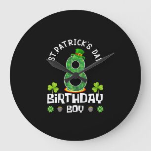 Grande Horloge Ronde Enfants St. Patrick's Day Anniversaire 8e T-shirt