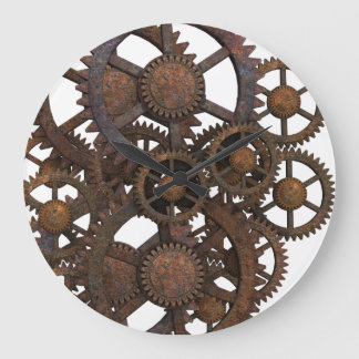 Grande Horloge Ronde Engrenages métalliques Rusty Steampunk