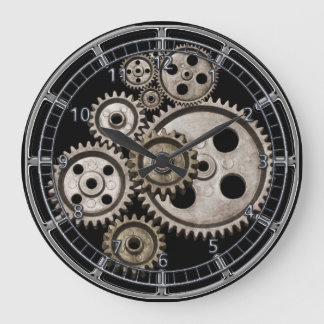 Grande Horloge Ronde engrenages steampunk cogs moteur carré machine hor