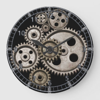 Grande Horloge Ronde engrenages vapeur cogs moteur métal machine horlog