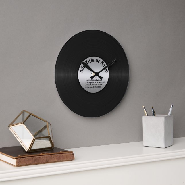 Grande Horloge Ronde Enregistrement LP Vinyl Look (Bureau)