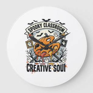 Grande Horloge Ronde Enseignant d'art Halloween Classe effrayante