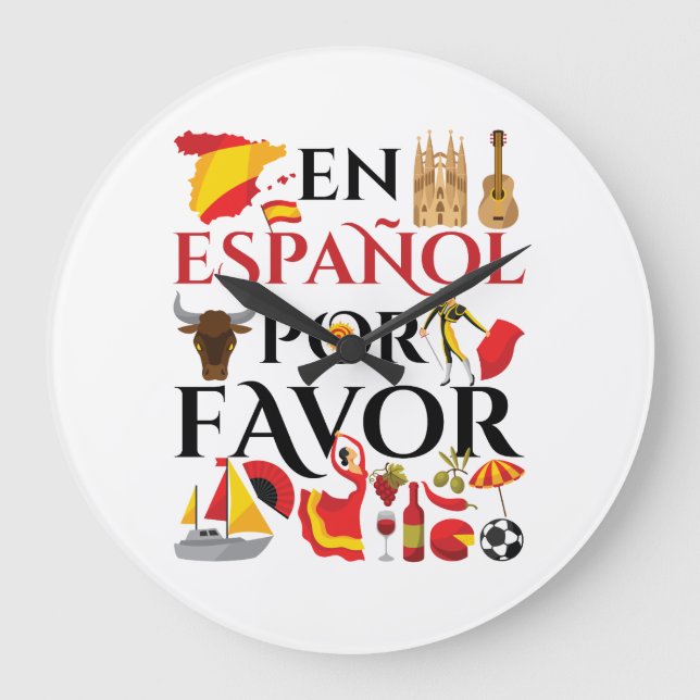 Grande Horloge Ronde Enseignant Espagnol En Espanol Por Favoriser (Recto)