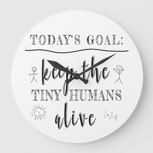 Grande Horloge Ronde Enseignant Tiny Human Graduation Cadeau (Recto)