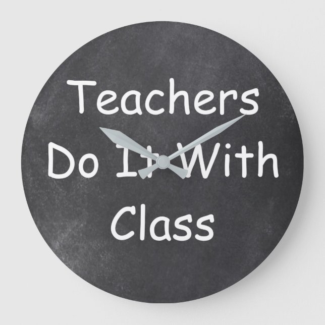 Grande Horloge Ronde Enseignants Classe Enseignant Chalkboard Design Id (Recto)
