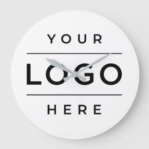 Grande Horloge Ronde Enseigne Blanche Entreprise Logo Bureau