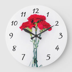 Grande Horloge Ronde Ensemble de fleurs de carnation rouge