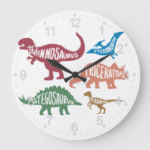 Grande Horloge Ronde Ensemble de silhouettes de différents dinosaures