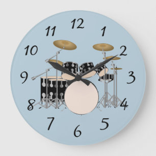 Grande Horloge Ronde Ensemble de tambours illustré