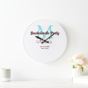 Grande Horloge Ronde enterrement de vie de jeune fille monogramme ajout