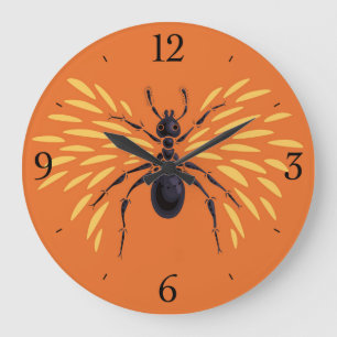 Grande Horloge Ronde Entomologie orange d'Insecte de la fourrure
