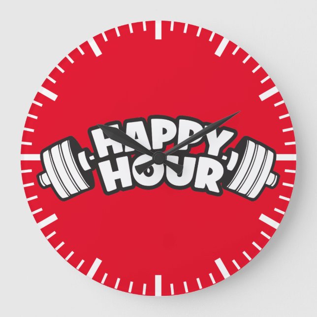 Grande Horloge Ronde Entraînement - Happy Hour - Funny Gym Motivational (Recto)