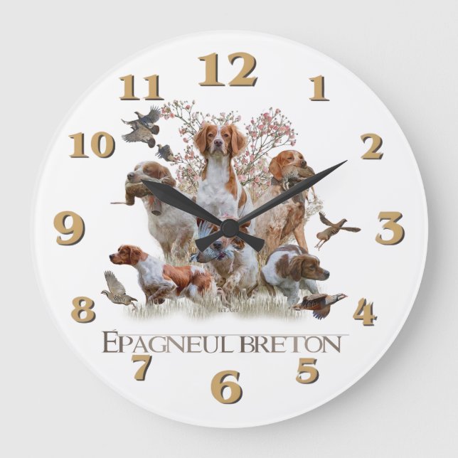 Grande Horloge Ronde Épagneul breton   (Recto)