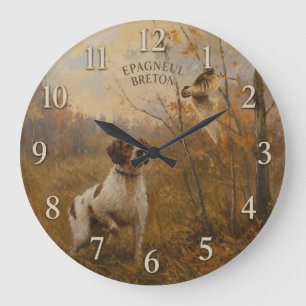 Grande Horloge Ronde Épagneul Breton – Chasse à la Bécasse Art