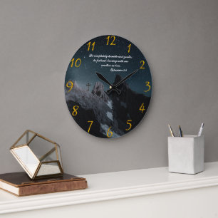 Grande Horloge Ronde Éphésiens 4:2 Prière de foi chrétienne