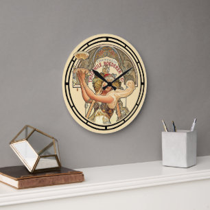 Grande Horloge Ronde Époque victorienne Art Nouveau Champagne français 