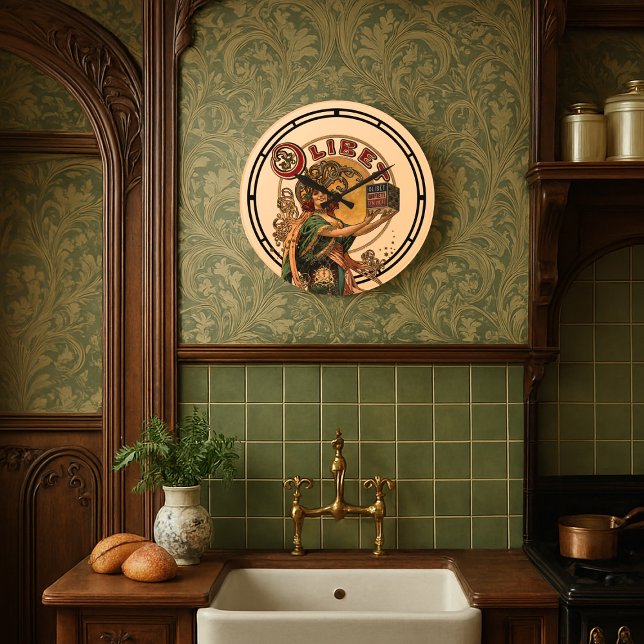 Grande Horloge Ronde Époque victorienne Art Nouveau French Biscuits Ad (Créateur téléchargé)