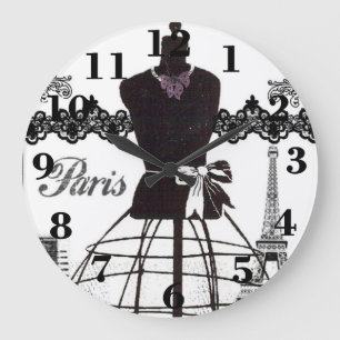 Grande Horloge Ronde Équipe cycliste Black White Paris
