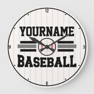 Grande Horloge Ronde Équipe de joueurs de baseball rétro personnalisés 