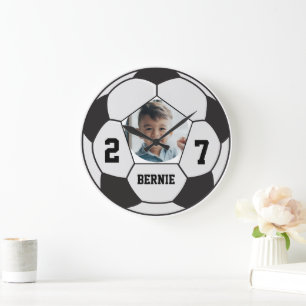 Grande Horloge Ronde Équipe de sport de joueur de football personnalisé