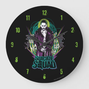 Grande Horloge Ronde Équipe de suicide   Joker Retro Rock Graphic