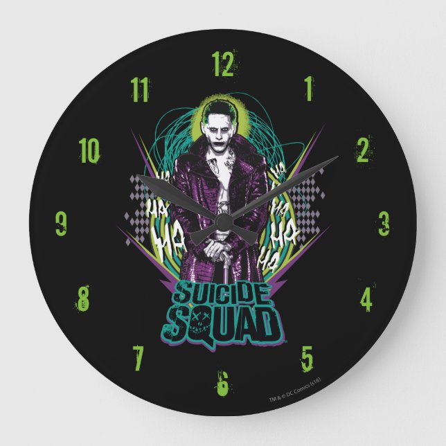 Grande Horloge Ronde Équipe de suicide | Joker Retro Rock Graphic (Recto)