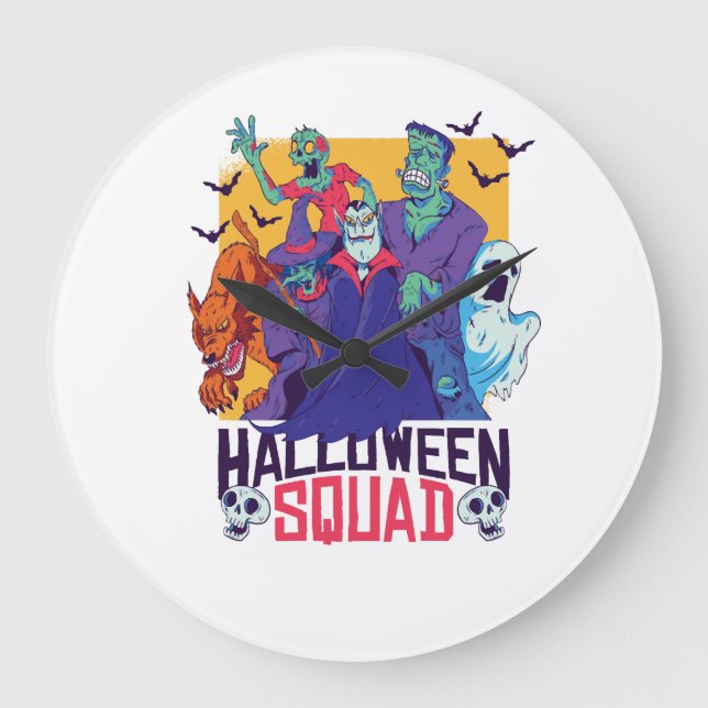Grande Horloge Ronde Équipe Halloween  (Recto)