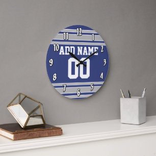 Grande Horloge Ronde Équipe Jersey avec le nom et le nombre faits sur