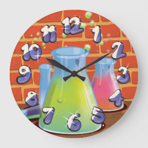 Grande Horloge Ronde Équipement de science en verre de dessin animé sur