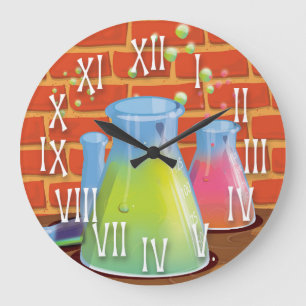 Grande Horloge Ronde Équipement en verre de dessin sur banc