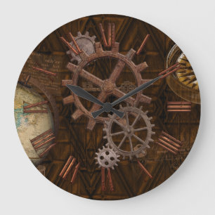 Grande Horloge Ronde Équipements en Steampunk, Globe, Compass