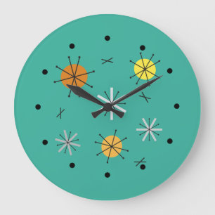 Grande Horloge Ronde Ere atomique Starburst Planètes Turquoises
